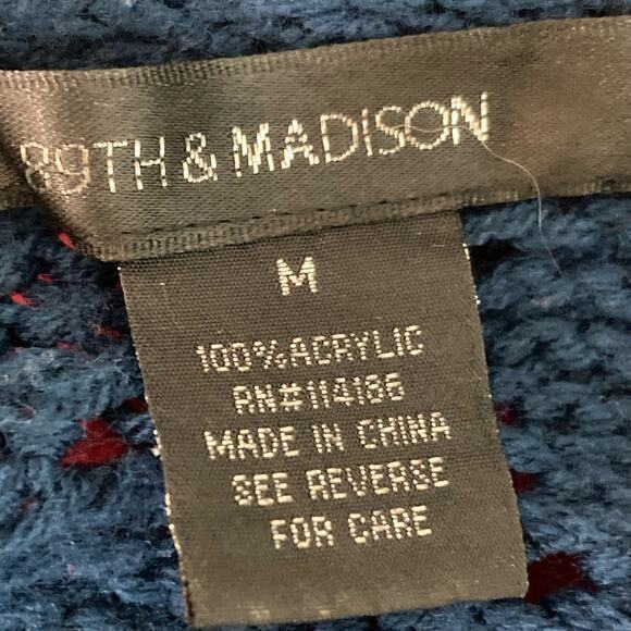 89th & Madison Women’s Blue Crochet Knit Pullover Sweater Medium Soft Cozy - Picture 3 of 8